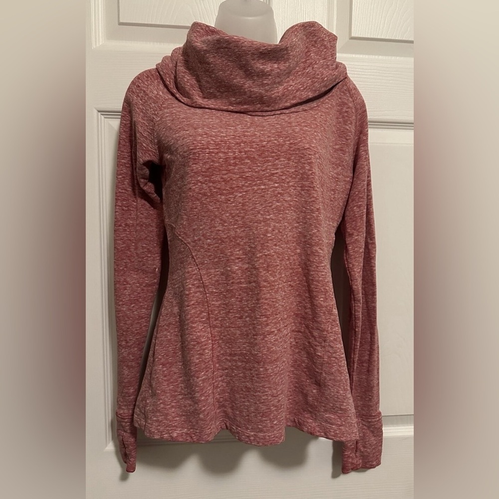 Athleta Heathered Pink Cowl Neck Sweatshirt Size Small